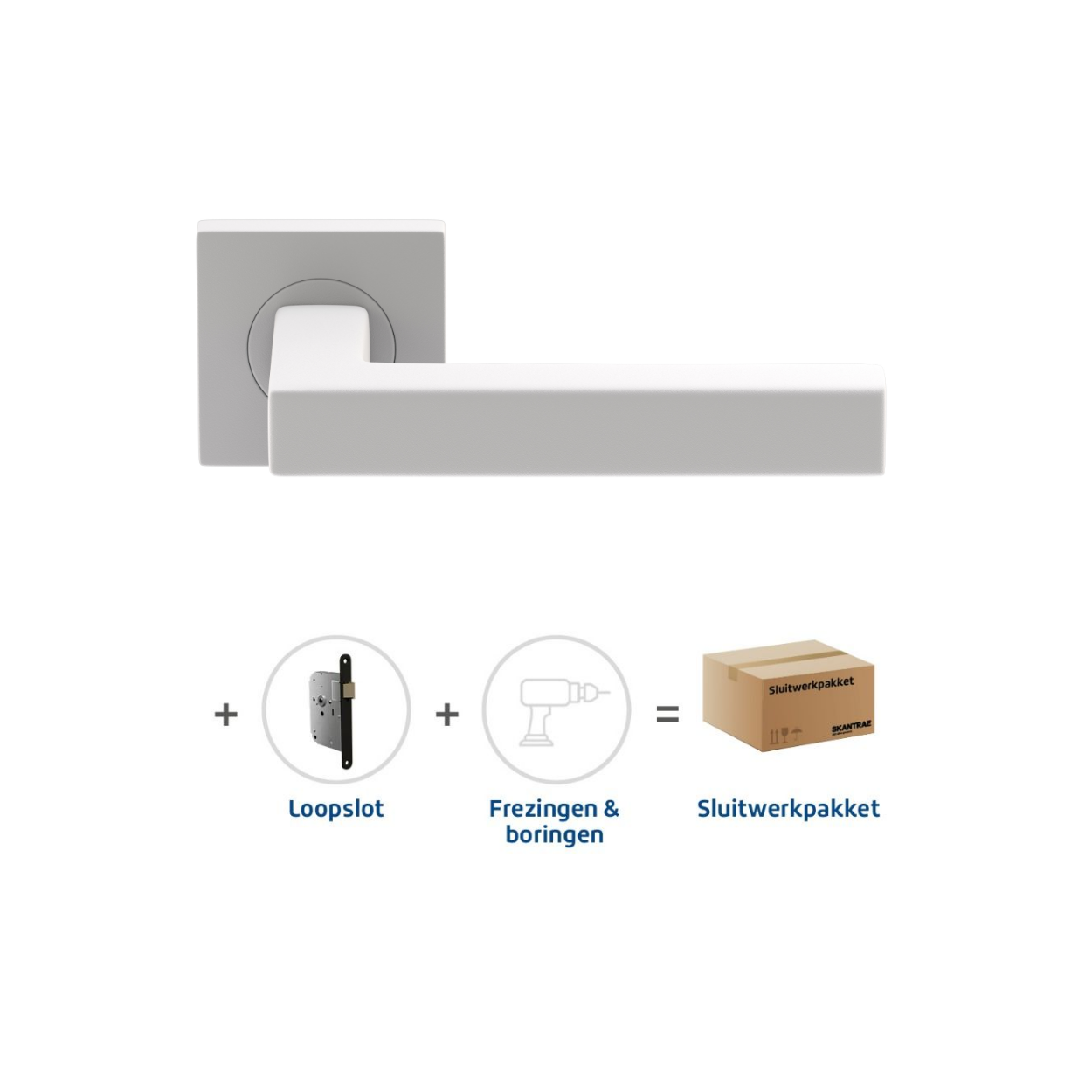 Sluitwerkpakketten met Deurkruk Squared 16 Regular Wit